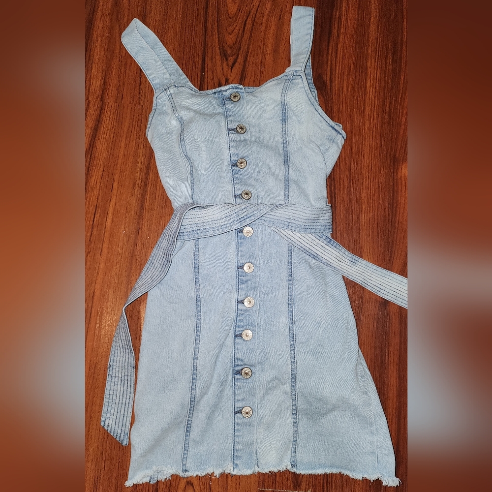 Denim front button up dress